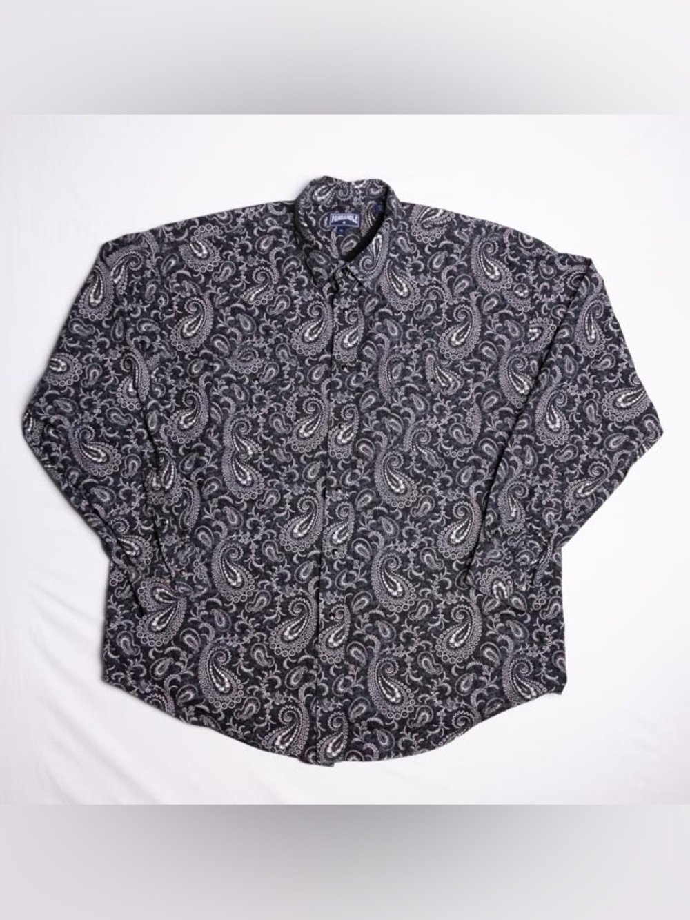 Panhandle Men XL Shirt Western Pearl Snap Black White Paisley Long Sleeve
